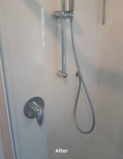 Pristine Shower Clean after shower clean service removed and prtect against shower scum and scale