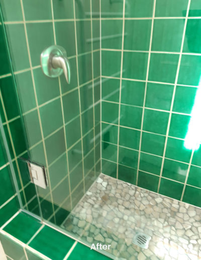 Pristine Shower Clean after shower clean service removed and prtect against shower scum and scale